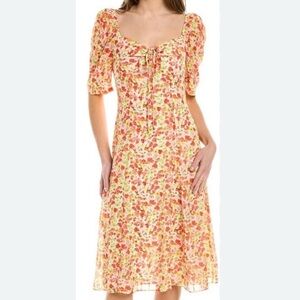 BCBGeneration Floral Midi Dress - Pink and Orange Sz 8 NWT